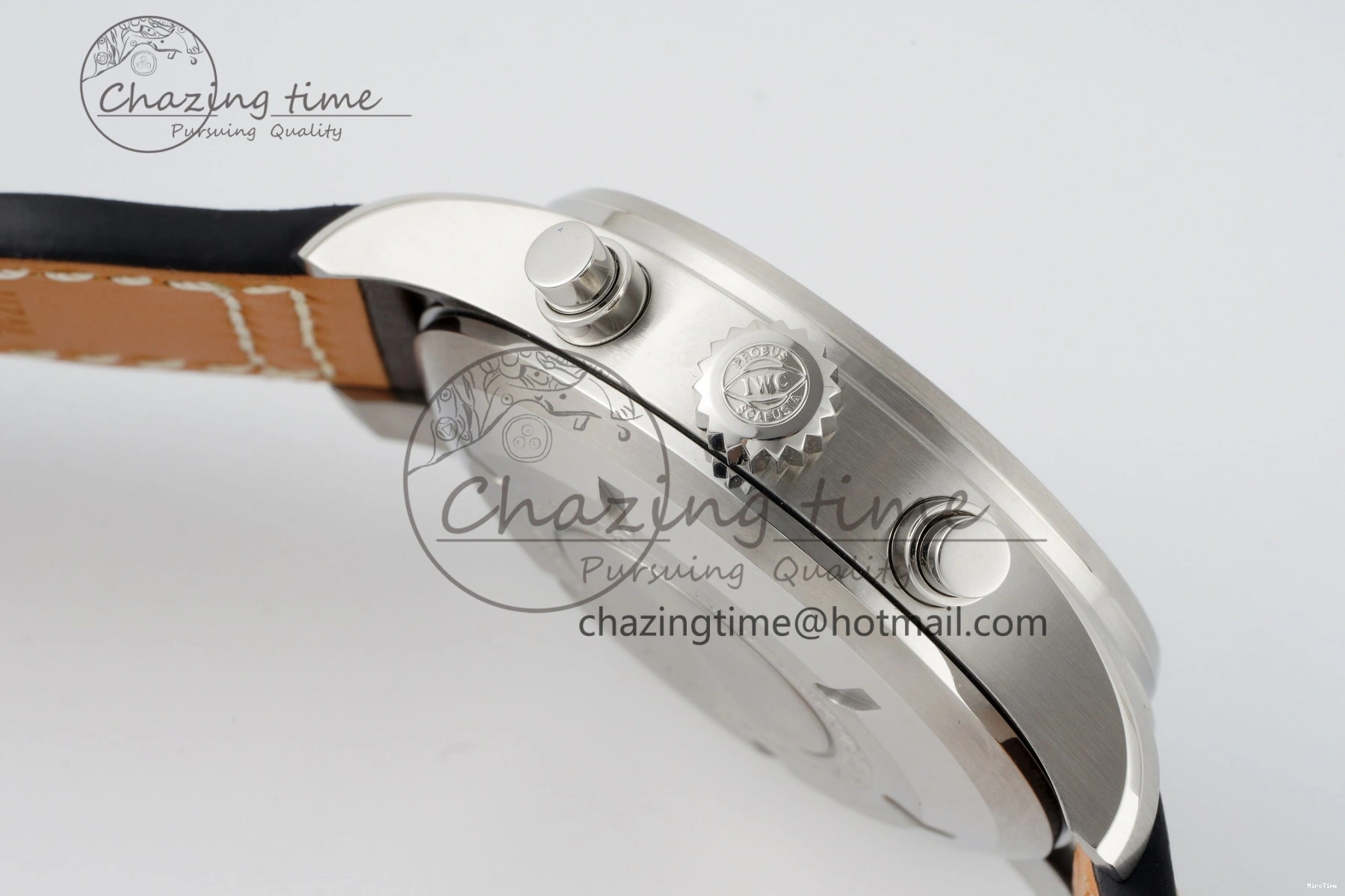 MIROTIME 0312 Bright Pilot Chrono SS AZF 1:1 Best Edition Green Dial on Brown Leather Strap A 7059